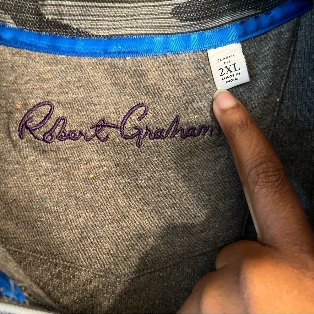 Robert Graham Quarter-Zip Knit Sweater Grey Size 2XL - Picture 5 of 7